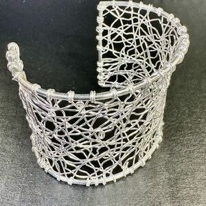 Nueve 925 Sterling Silver Wide Handmade in Mexico Cuff Bracelet 7”-7.25” Lot#342